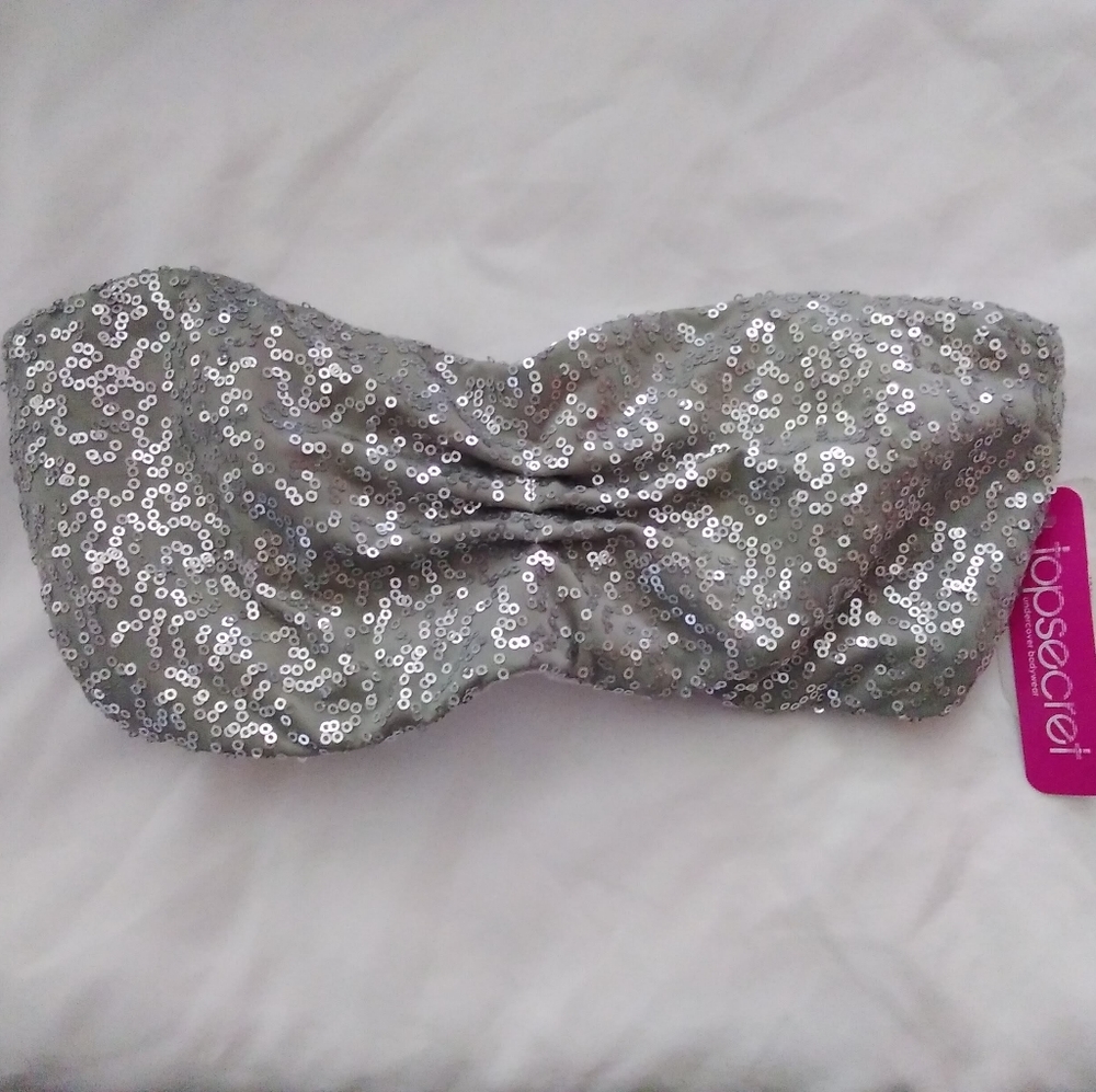 Topsecret Gray Seqins Sexy Strapless Bra/Top    XS